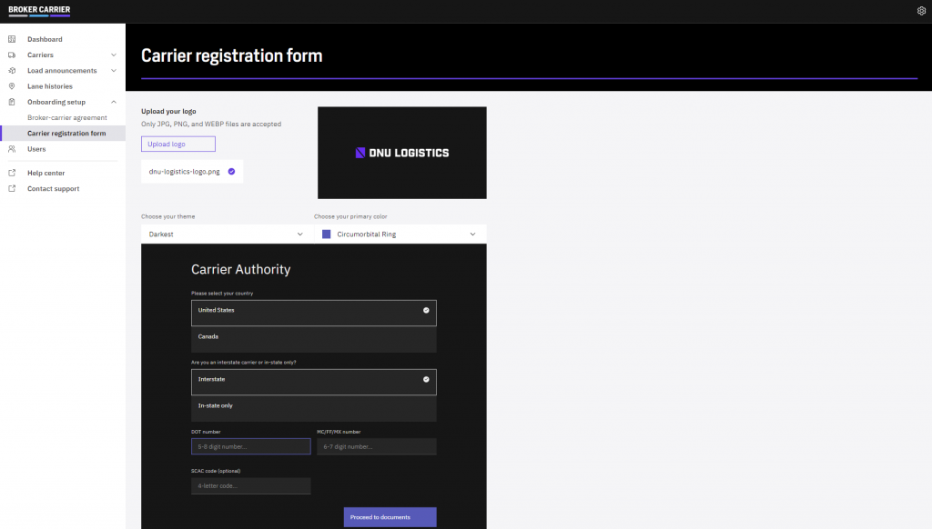 Carrier Registration Form